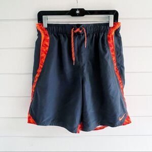 Nike 9” Mens Grey & Orange Accented Swim Trunks Size Small